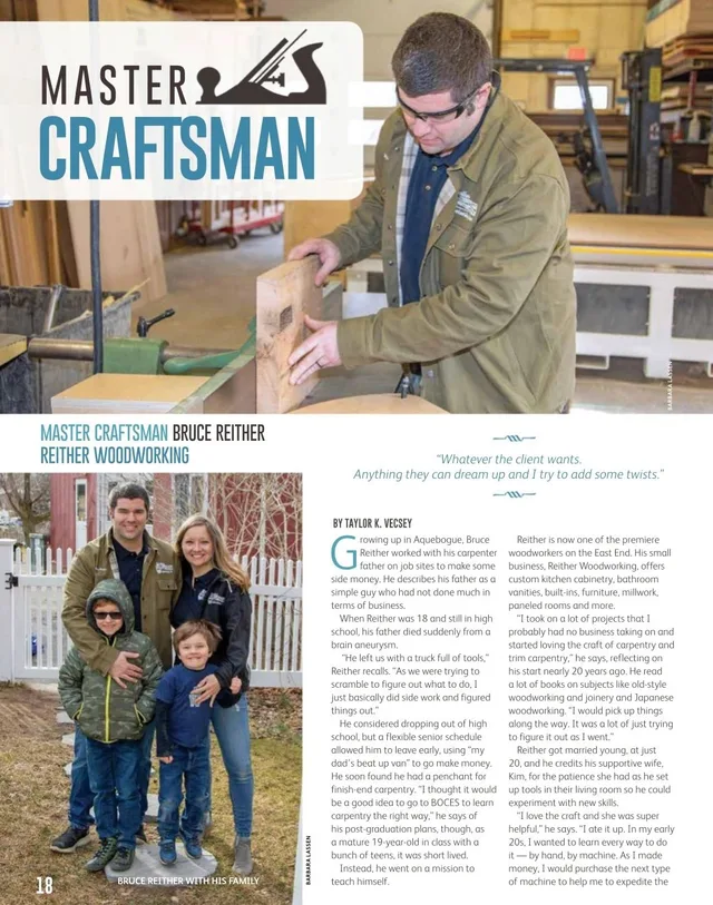 Master Craftsman Bruce Reither, Reither Woodworking, in Dan's Papers