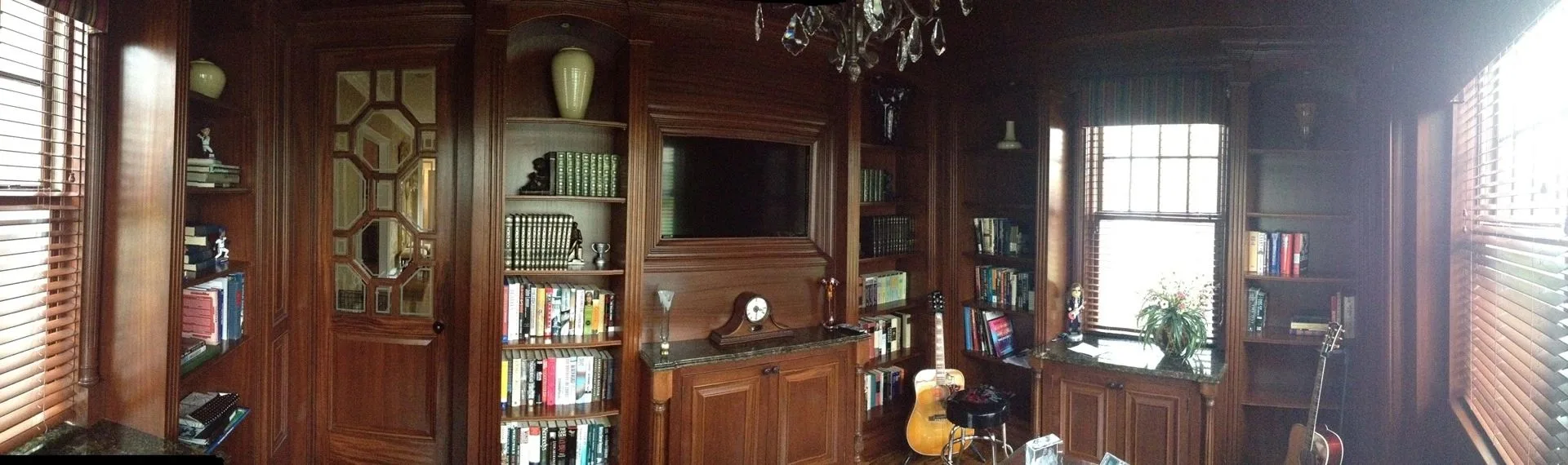 mahogany paneled study with glazed door, Paneled Rooms